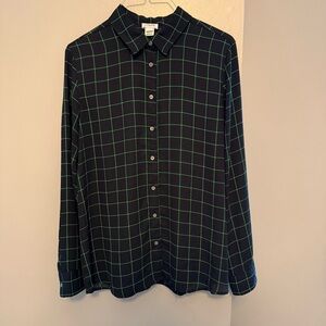 Small J. Crew Navy and Green Women’s Button Down Blouse